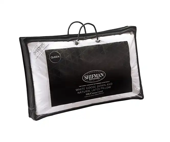 Shifman Mattresses Natural Latex Core Pillow Surrounded by White Goose Down