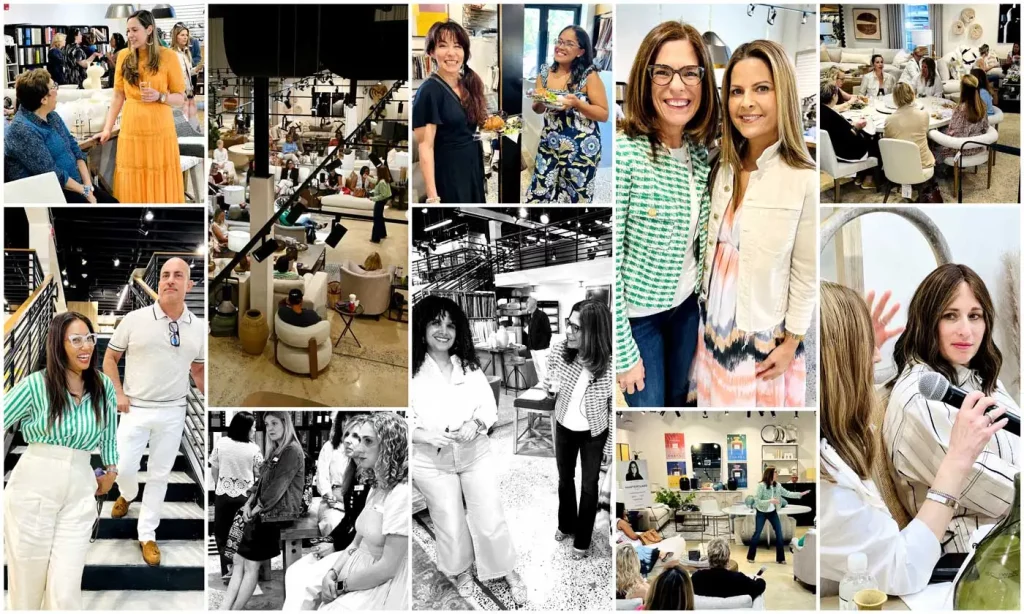 A collage of photos from the LuAnn Nigara MasterClass at Schwartz Design Showroom in Edison, New Jersey