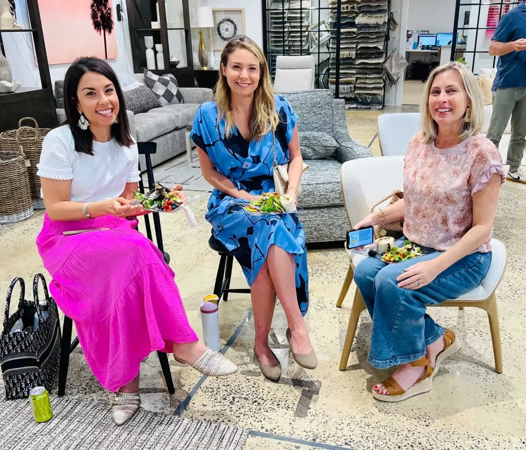 Three women attending the LuAnn Nigara MasterClass at Schwartz Design Showroom in Edison, New Jersey