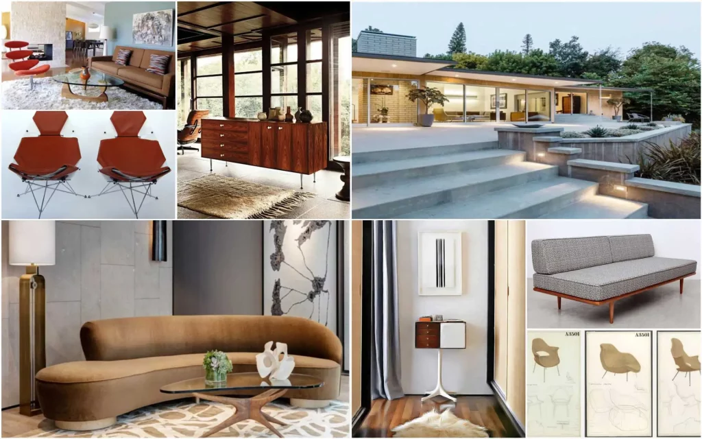 Collage of images representing modern interior design